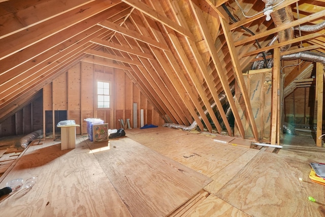 view of unfinished attic