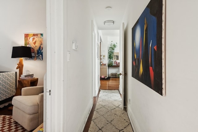 hall featuring light wood-type flooring