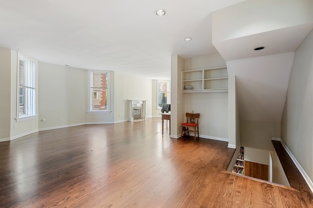 interior space with hardwood / wood-style floors