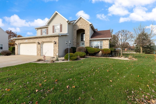 front of property featuring a front yard and a garage