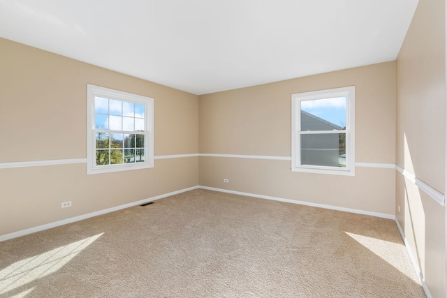 spare room featuring carpet and a healthy amount of sunlight