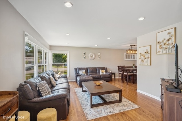 living room featuring light hardwood / wood-style flooring