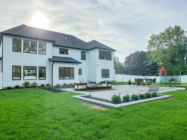 5S504 Radcliff Rd, Naperville, IL 60563 - back of property with an outdoor living space, a patio, and a shingled roof