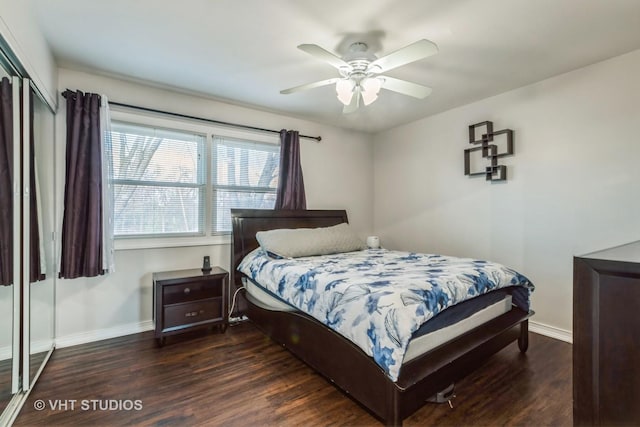 980 Brush Hill Ln, Lake Zurich, IL 60047 - bedroom with baseboards, wood finished floors, a closet, and ceiling fan