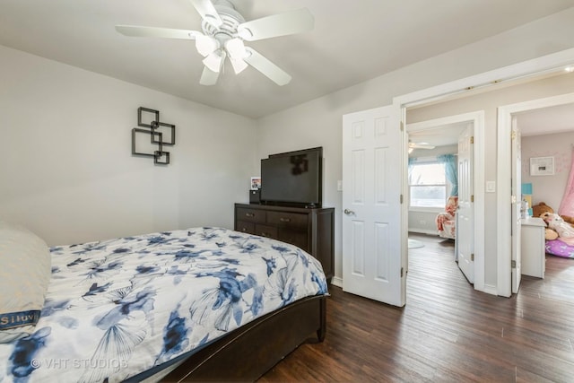 980 Brush Hill Ln, Lake Zurich, IL 60047 - bedroom with dark wood-type flooring, ceiling fan, and baseboards