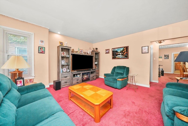 living room with carpet flooring