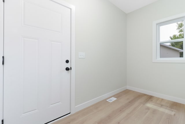 interior space with light hardwood / wood-style floors