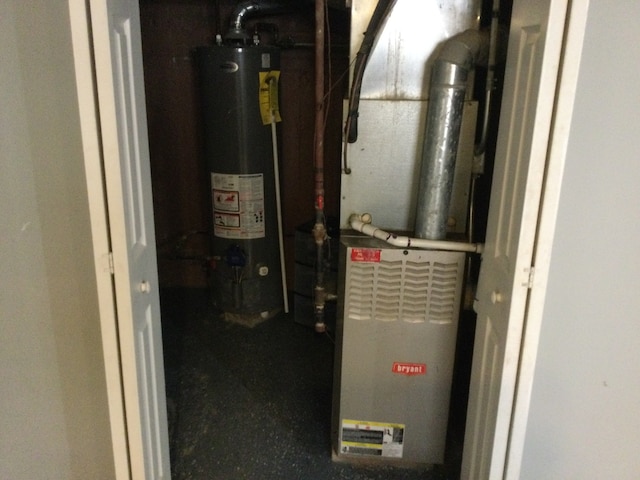 utility room featuring gas water heater