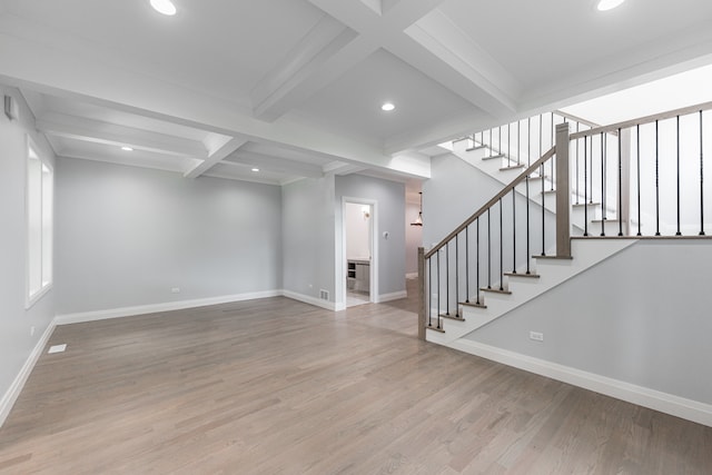 basement featuring hardwood / wood-style flooring