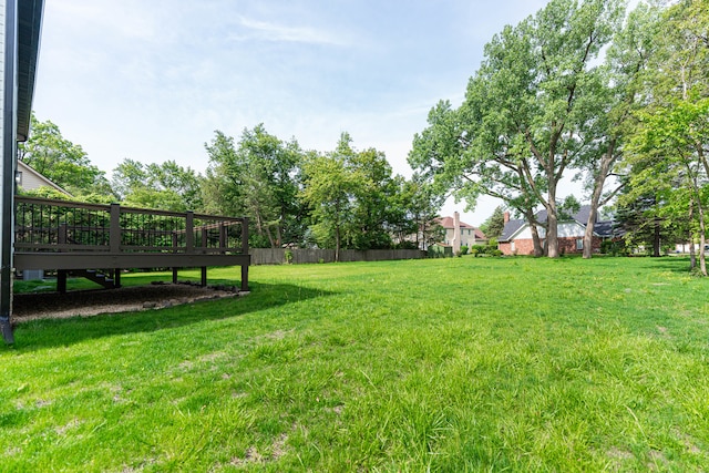 view of yard with a deck