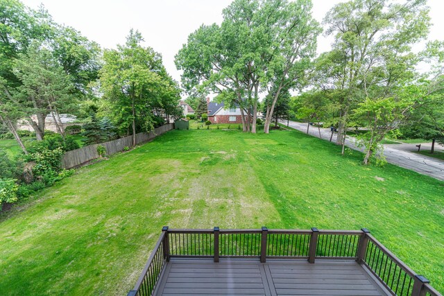 view of yard with a wooden deck