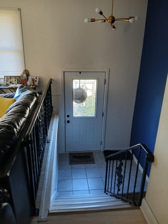 entrance foyer with tile patterned flooring