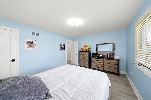 bedroom featuring light hardwood / wood-style flooring