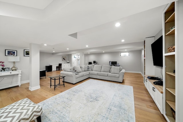 living room featuring light hardwood / wood-style flooring