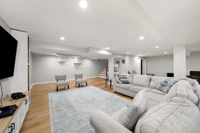 living room featuring light wood-type flooring