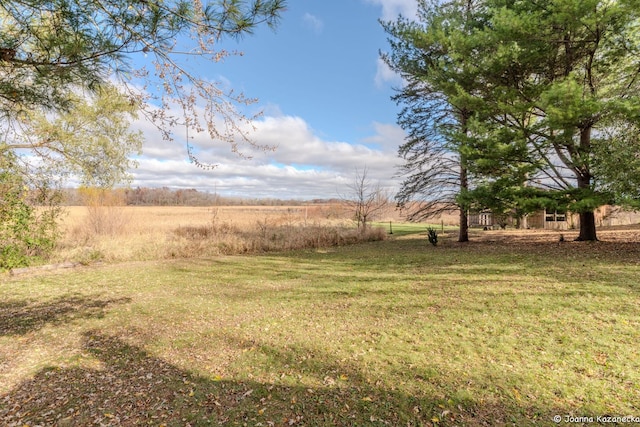 view of yard with a rural view