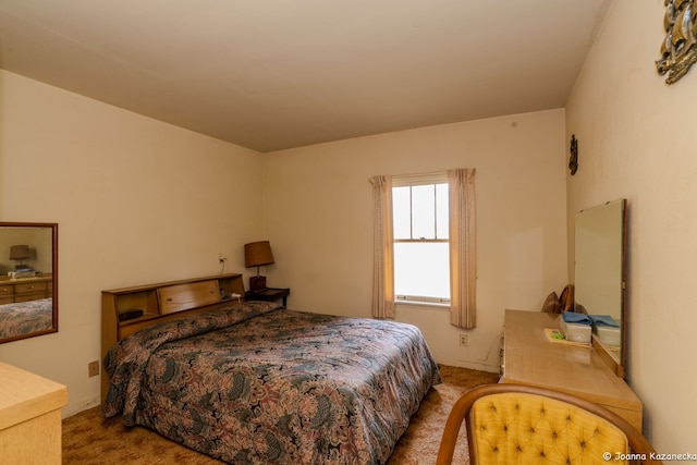 bedroom with light carpet