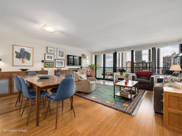 living room featuring hardwood / wood-style flooring and floor to ceiling windows