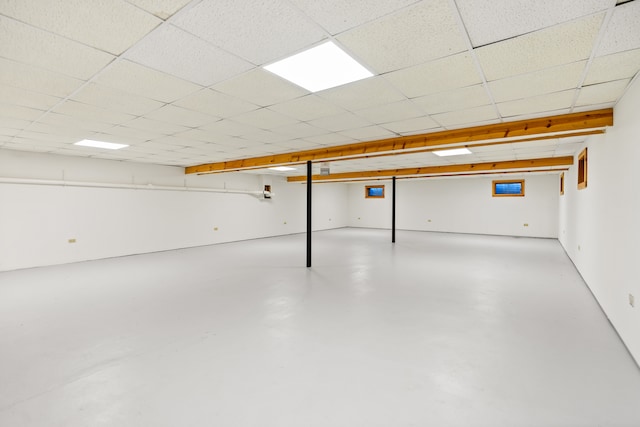 basement with a drop ceiling