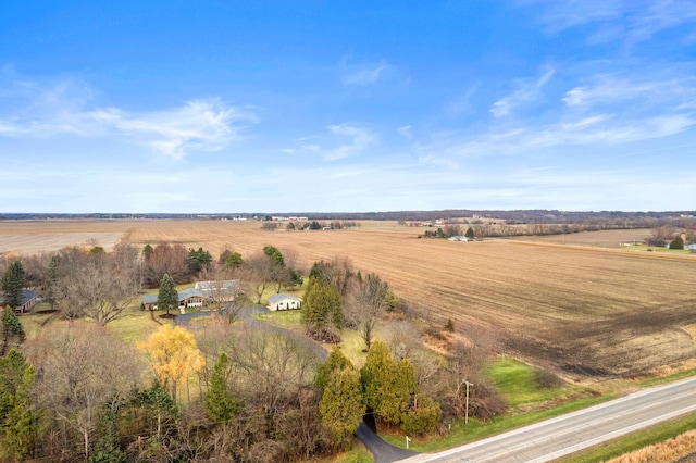 drone / aerial view with a rural view