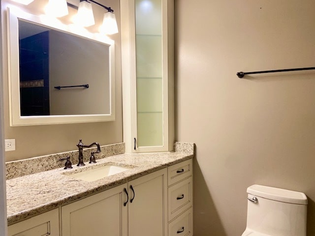 bathroom with vanity and toilet