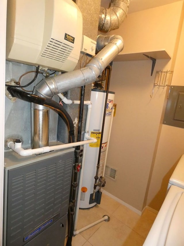 utility room with water heater