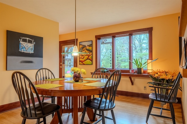 dining area with light hardwood / wood-style flooring