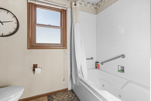 2708 Lake Shore Dr Unit 1, Joliet, IL 60431 - full bathroom with toilet, a combined bath / shower with jetted tub, and baseboards