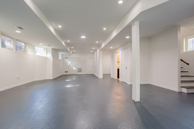 basement with plenty of natural light