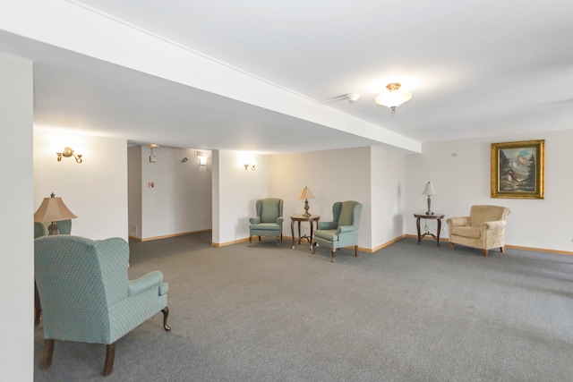 sitting room with carpet floors