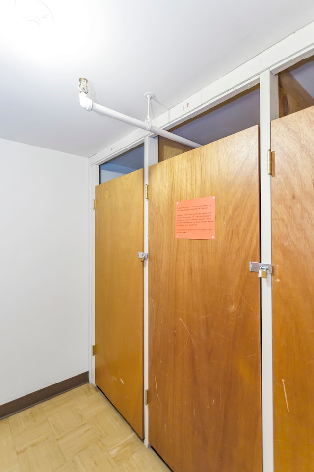 interior space featuring light parquet floors