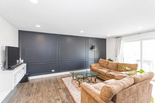 living room with wood-type flooring