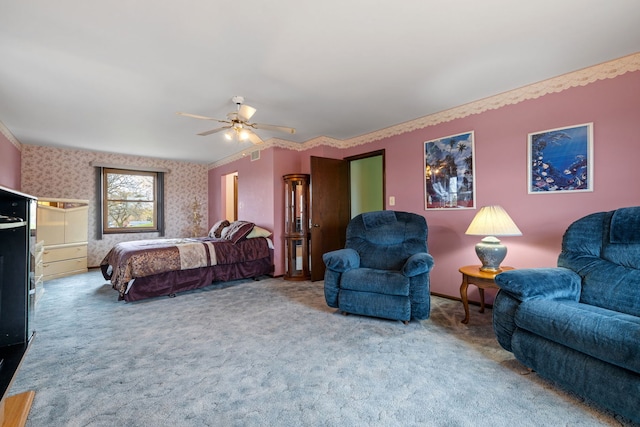 bedroom with carpet and ceiling fan