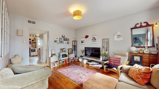 living room featuring light hardwood / wood-style flooring