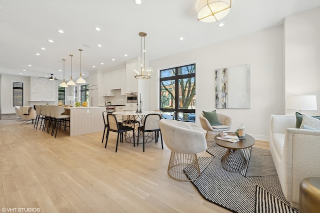 living room with light wood-type flooring