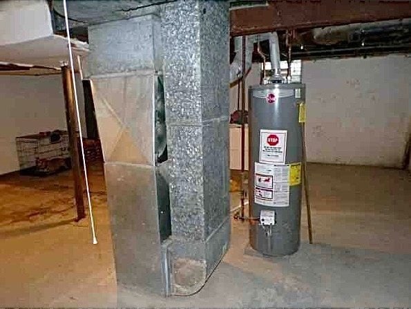 utilities with water heater and heating unit