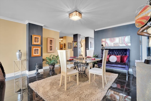 dining room with ornamental molding