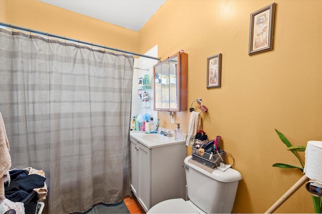 2425 W 46th Pl, Chicago, IL 60632 - bathroom with vanity, toilet, and curtained shower