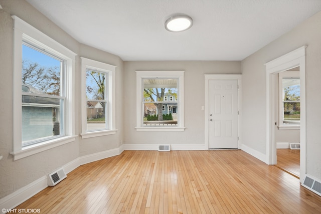 interior space featuring plenty of natural light and light hardwood / wood-style floors