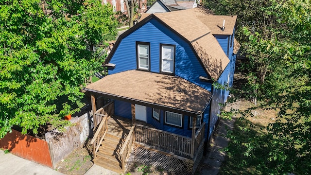 view of front facade with a deck