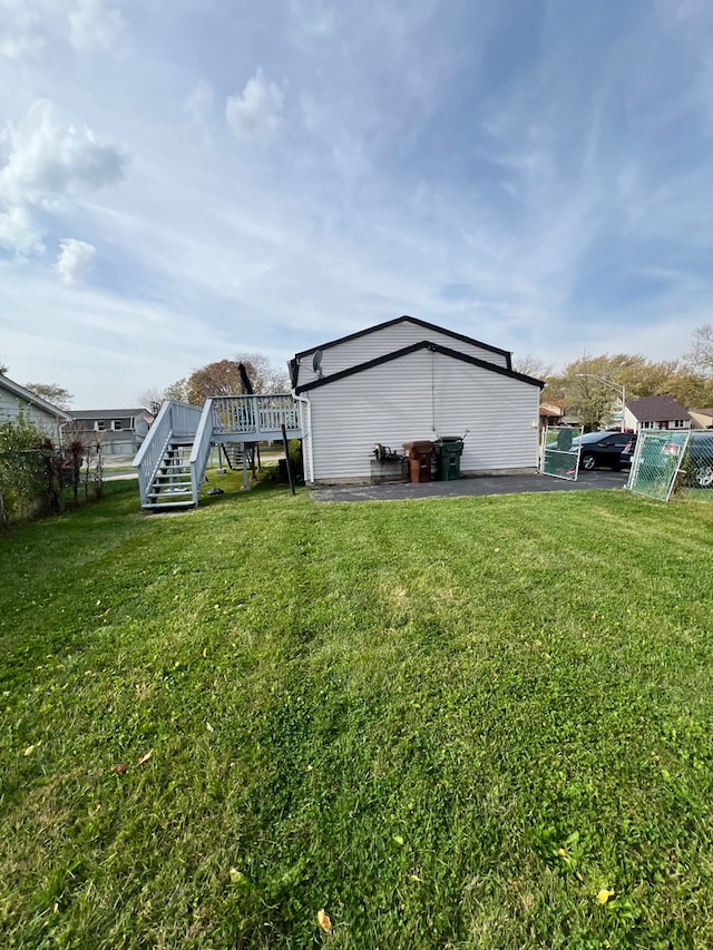 view of yard with a deck