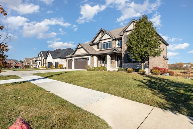 craftsman-style house with a garage and a front yard