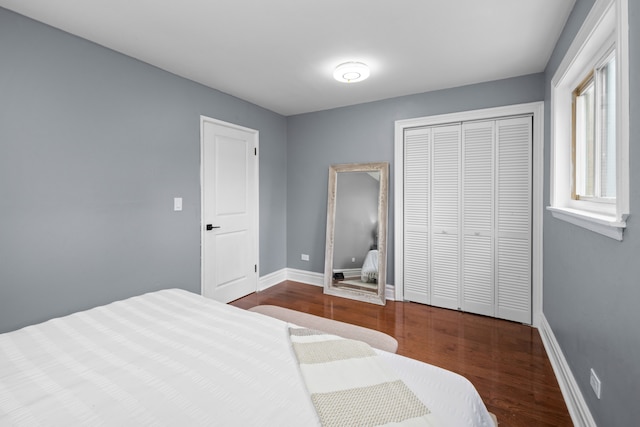 bedroom featuring a closet and hardwood / wood-style floors