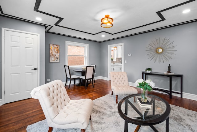 interior space with dark hardwood / wood-style flooring and sink