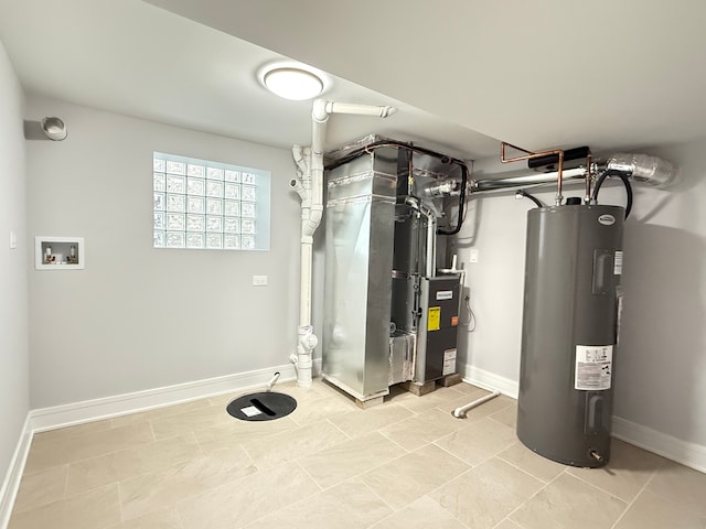 utilities with heating unit and electric water heater