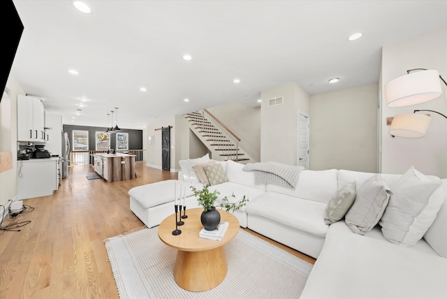 living room featuring light hardwood / wood-style floors