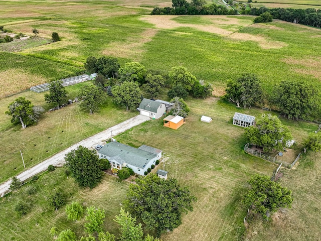 birds eye view of property featuring a rural view