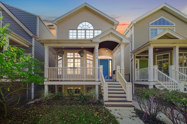 view of front facade featuring covered porch