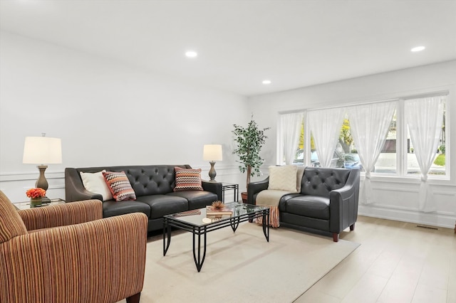 living room featuring light hardwood / wood-style floors