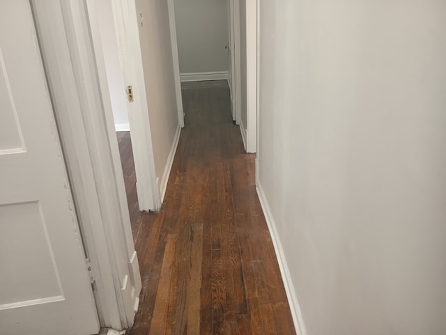 corridor with dark hardwood / wood-style floors